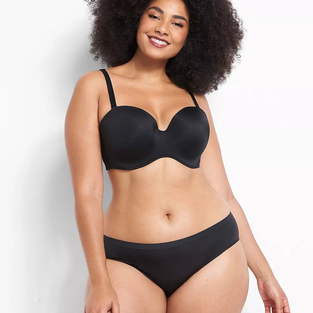 Lane Bryant Multi-Way Boost Strapless Bra 42DDD Black